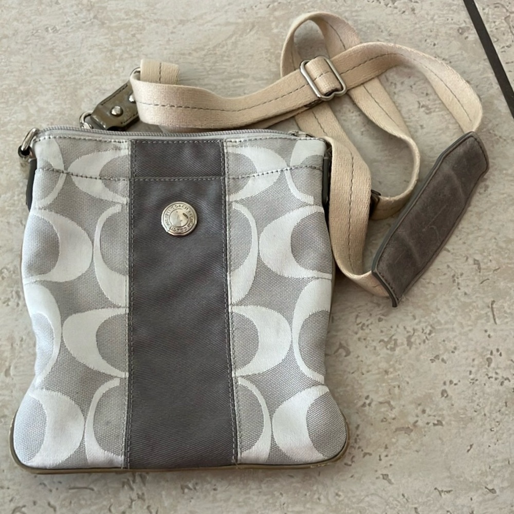 Coach Gray and Cream Crossbody Bag